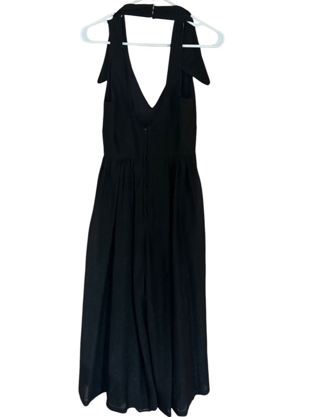 Saba Black Halter V-Neck Maxi wide leg jumpsuit size small